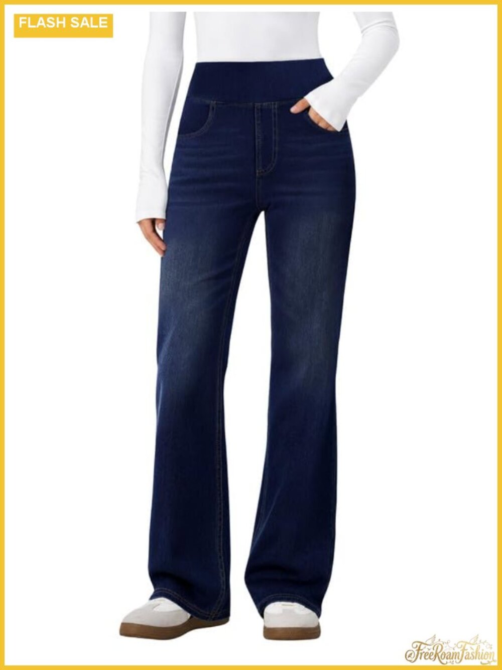 Flare Bootcut Jeans for Women High Rise Stretchy Pull On Denim Pants